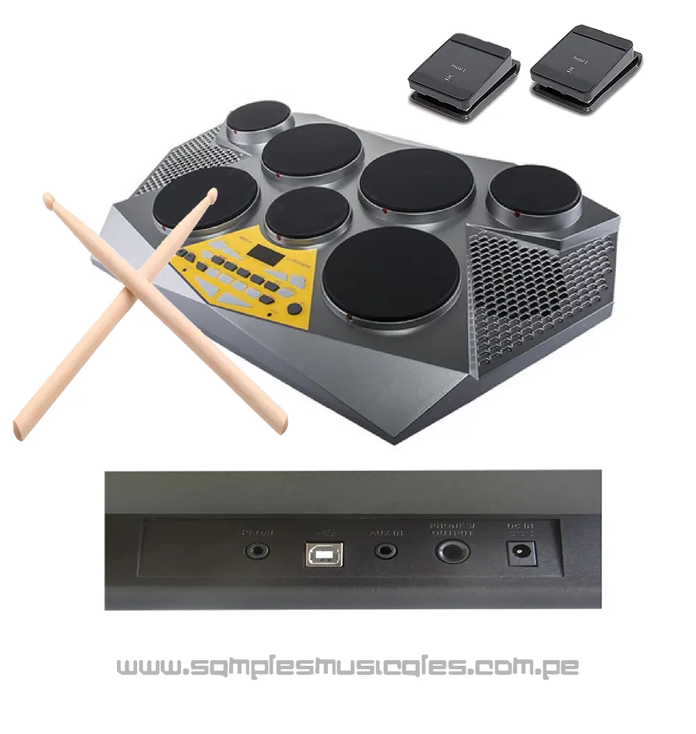 BATERIA ELECTRONICA DIGITAL 2 PEDALES PAR DE BAQUETAS TRASFORMADOR MEDELI DD309 - Imagen 3