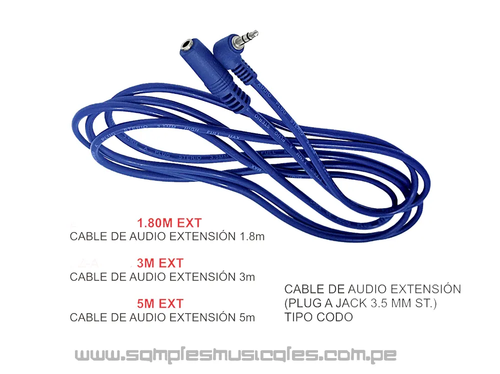 Cable alargador de audio estéreo jack 3.5 mm 5 M Negro